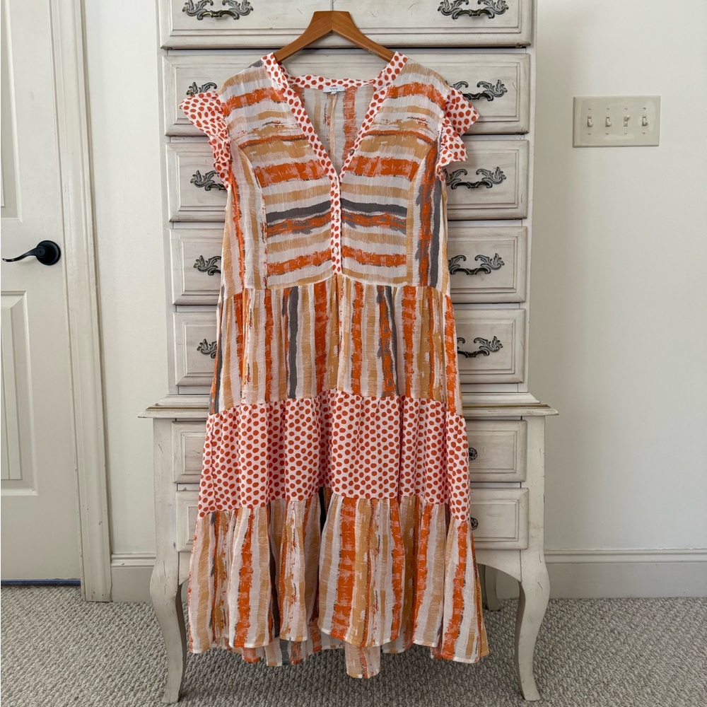 Vici Orange Stripe & Dot Maxi Dress